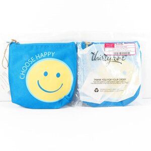 Thirty-One Snack and Go Pouch Set Lot of 2 Choose Happy Smiley Face Blue Yellow